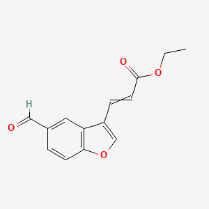 molecular formula C14H12O4 B8634640 Ethyl 3-(5-formyl-1-benzofuran-3-yl)prop-2-enoate CAS No. 648449-52-9