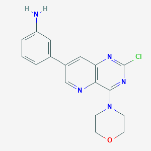 molecular formula C17H16ClN5O B8634917 3-(2-Chloro-4-morpholinopyrido[3,2-d]pyrimidin-7-yl)aniline 