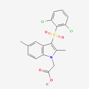 molecular formula C18H15Cl2NO4S B8635076 2-[3-(2,6-Dichlorophenyl)sulfonyl-2,5-dimethylindol-1-yl]acetic acid CAS No. 646515-33-5