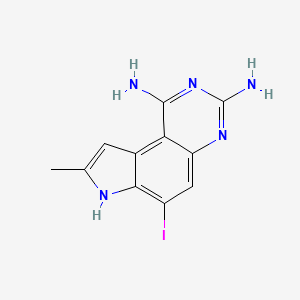 molecular formula C11H10IN5 B8635527 6-Iodo-8-methyl-7h-pyrrolo[3,2-f]quinazoline-1,3-diamine 