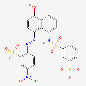 molecular formula C23H17FN4O9S3 B8635688 Benzenesulfonyl fluoride, 3-[[[5-hydroxy-8-[[2-(methylsulfonyl)-4-nitrophenyl]azo]-1-naphthalenyl]amino]sulfonyl]- CAS No. 54180-05-1