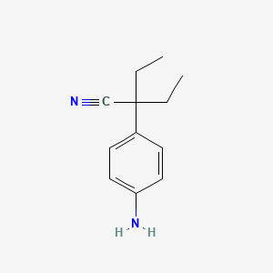molecular formula C12H16N2 B8635752 2-(4-Amino-phenyl)-2-ethyl-butyronitrile 