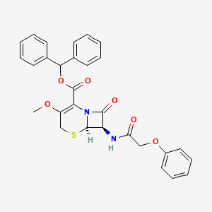 molecular formula C29H26N2O6S B8635908 Diphenylmethyl (6R-trans)-3-methoxy-8-oxo-7-(phenoxyacetamido)-5-thia-1-azabicyclo(4.2.0)oct-2-ene-2-carboxylate CAS No. 54639-52-0