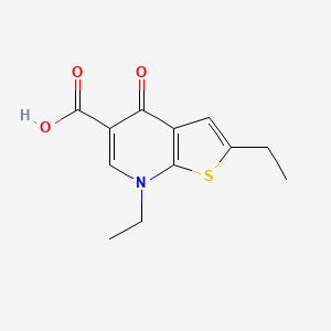 molecular formula C12H13NO3S B8635949 2,7-Diethyl-4-oxo-4,7-dihydrothieno[2,3-b]pyridine-5-carboxylic acid CAS No. 55503-25-8
