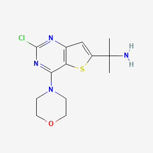 molecular formula C13H17ClN4OS B8635986 2-(2-Chloro-4-morpholinothieno[3,2-d]pyrimidin-6-yl)propan-2-amine 