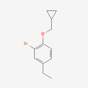 molecular formula C12H15BrO B8635988 1-Bromo-2-cyclopropylmethoxy-5-ethyl-benzene 