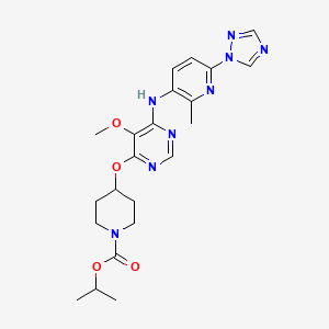 molecular formula C22H28N8O4 B8636193 4-[5-Methoxy-6-(2-methyl-6-[1,2,4]triazol-1-yl-pyridin-3-ylamino)-pyrimidin-4-yloxy]-piperidine-1-carboxylic Acid Isopropyl Ester 