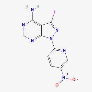 molecular formula C10H6IN7O2 B8636417 3-iodo-1-(5-nitropyridin-2-yl)-1H-pyrazolo[3,4-d]pyrimidin-4-amine 