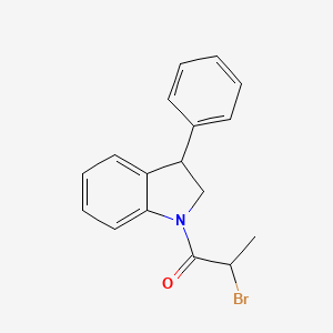 molecular formula C17H16BrNO B8636426 2-Bromo-1-(3-phenyl-2,3-dihydro-1H-indol-1-yl)propan-1-one CAS No. 62236-27-5