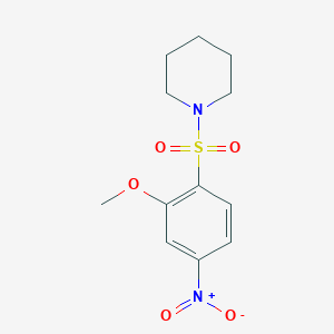 molecular formula C12H16N2O5S B8636450 1-(2-Methoxy-4-nitrobenzenesulfonyl)piperidine 