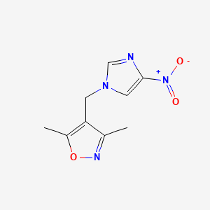 molecular formula C9H10N4O3 B8636509 3,5-dimethyl-4-((4-nitro-1H-imidazol-1-yl)methyl)isoxazole 