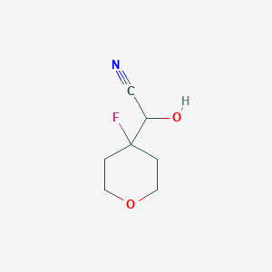 molecular formula C7H10FNO2 B8636566 2-(4-fluorotetrahydro-2H-pyran-4-yl)-2-hydroxyacetonitrile 