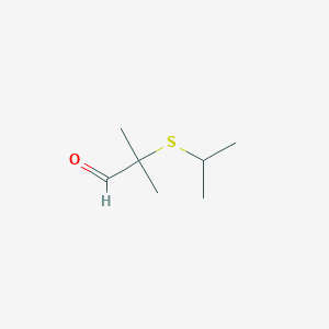 molecular formula C7H14OS B8636658 2-(1-Methylethylthio)-2-methylpropanal 