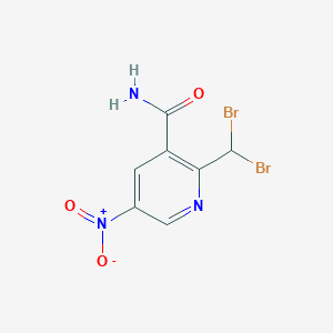 molecular formula C7H5Br2N3O3 B8636719 2-(Dibromomethyl)-5-nitropyridine-3-carboxamide CAS No. 59290-76-5