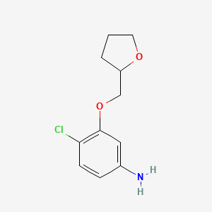 molecular formula C11H14ClNO2 B8636912 4-Chloro-3-(tetrahydrofuran-2-ylmethoxy)-phenylamine 