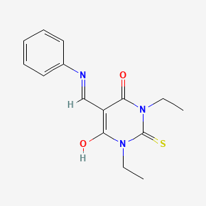 molecular formula C15H17N3O2S B8636924 4,6(1H,5H)-Pyrimidinedione, 1,3-diethyldihydro-5-[(phenylamino)methylene]-2-thioxo- CAS No. 41383-01-1