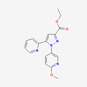 molecular formula C17H16N4O3 B8636946 ethyl 1-(6-methoxy-3-pyridyl)-5-(2-pyridyl)-1H-pyrazole-3-carboxylate 