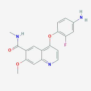 molecular formula C18H16FN3O3 B8637115 4-(4-amino-2-fluorophenoxy)-7-methoxy-N-methylquinoline-6-carboxamide 
