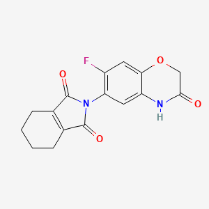 molecular formula C16H13FN2O4 B8637198 1H-Isoindole-1,3(2H)-dione,2-(7-fluoro-3,4-dihydro-3-oxo-2H-1,4-benzoxazin-6-yl)-4,5,6,7-tetrahydro- 