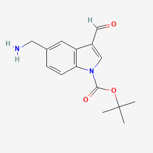 molecular formula C15H18N2O3 B8637239 Tert-butyl 5-(aminomethyl)-3-formyl-1H-indole-1-carboxylate 