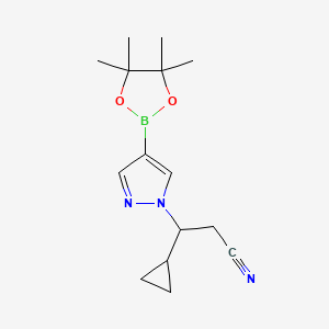 molecular formula C15H22BN3O2 B8637369 3-cyclopropyl-3-(4-(4,4,5,5-tetramethyl-1,3,2-dioxaborolan-2-yl)-1H-pyrazol-1-yl)propanenitrile 