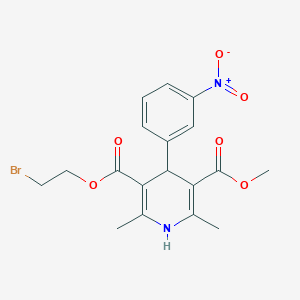 molecular formula C18H19BrN2O6 B8637453 3-Methyl 5-(2-bromoethyl) (+)-1,4-dihydro-2,6-dimethyl-4-(3-nitrophenyl)-pyridine-3,5-dicarboxylate 