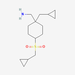 molecular formula C15H27NO2S B8638448 (1-(Cyclopropylmethyl)-4-((cyclopropylmethyl)sulfonyl)cyclohexyl)methanamine 
