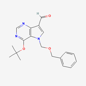 molecular formula C19H21N3O3 B8638482 5-[(benzyloxy)methyl]-4-(tert-butoxy)-5H-pyrrolo[3,2-d]pyrimidine-7-carbaldehyde 
