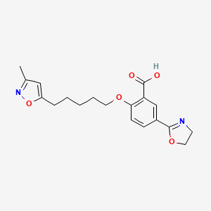 molecular formula C19H22N2O5 B8638518 Benzoic acid, 5-(4,5-dihydro-2-oxazolyl)-2-((5-(3-methyl-5-isoxazolyl)pentyl)oxy)- CAS No. 105639-16-5