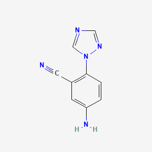 molecular formula C9H7N5 B8638544 5-Amino-2-[1,2,4]triazol-1-ylbenzonitrile CAS No. 893566-19-3