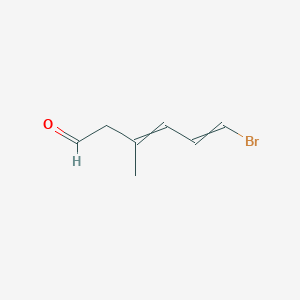 molecular formula C7H9BrO B8638601 6-Bromo-3-methylhexa-3,5-dienal CAS No. 113825-43-7