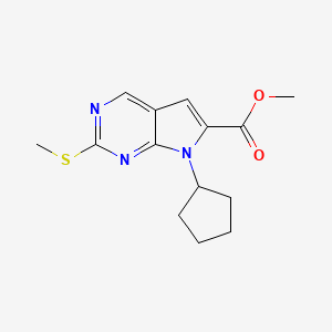 molecular formula C14H17N3O2S B8638629 Methyl 7-cyclopentyl-2-(methylthio)-7H-pyrrolo[2,3-d]pyrimidine-6-carboxylate 