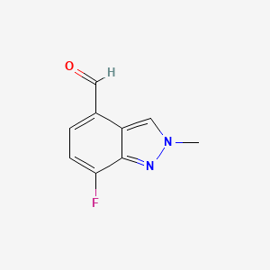 molecular formula C9H7FN2O B8638646 7-fluoro-2-methyl-2H-indazole-4-carbaldehyde 