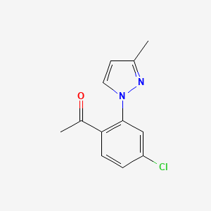 molecular formula C12H11ClN2O B8638649 1-(4-Chloro-2-(3-methyl-1H-pyrazol-1-yl)phenyl)ethanone 