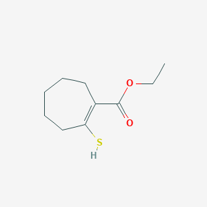 molecular formula C10H16O2S B8638691 1-Cycloheptene-1-carboxylic acid, 2-mercapto-, ethyl ester CAS No. 54928-93-7