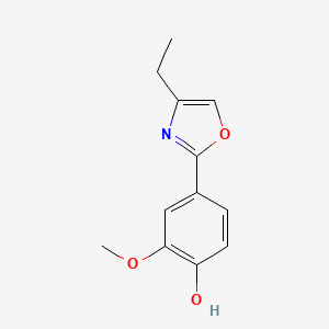 molecular formula C12H13NO3 B8639176 4-(4-Ethyl-1,3-oxazol-2-yl)-2-methoxyphenol 