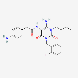 N-(6-Amino-1-butyl-3-(2-fluorobenzyl)-2,4-dioxo-1,2,3,4-tetrahydropyrimidin-5-yl)-2-(4-aminophenyl)acetamide