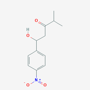 molecular formula C12H15NO4 B8639319 (+/-)-1-Hydroxy-4-methyl-1-(4-nitrophenyl)pentan-3-one CAS No. 261527-26-8