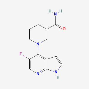 molecular formula C13H15FN4O B8639330 1-(5-Fluoro-1H-pyrrolo[2,3-b]pyridin-4-yl)piperidine-3-carboxamide CAS No. 920961-71-3