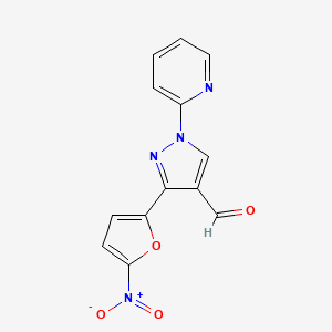 molecular formula C13H8N4O4 B8639359 3-(5-Nitrofuran-2-yl)-1-(pyridin-2-yl)-1H-pyrazole-4-carbaldehyde CAS No. 61651-01-2