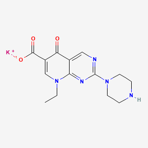 molecular formula C14H16KN5O3 B8639644 Potassium 8-ethyl-5,8-dihydro-5-oxo-2-(piperazinyl)pyrido(2,3-d)pyrimidine-6-carboxylate CAS No. 52070-48-1