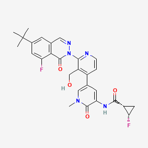 molecular formula C28H27F2N5O4 B8639682 (1s,2s)-N-(2'-(6-(tert-butyl)-8-fluoro-1-oxophthalazin-2(1H)-yl)-3'-(hydroxymethyl)-1-methyl-6-oxo-1 
