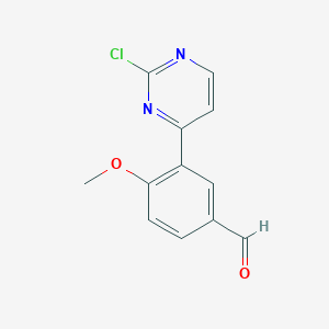 molecular formula C12H9ClN2O2 B8639689 3-(2-Chloropyrimidin-4-yl)-4-methoxybenzaldehyde 