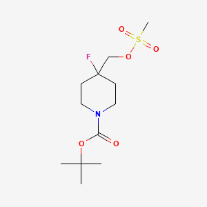 molecular formula C12H22FNO5S B8639732 4-Fluoro-4-(methylsulfonyloxymethyl)-1-piperidinecarboxylic acid tert-butyl ester CAS No. 614729-58-7