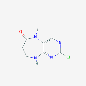 molecular formula C8H9ClN4O B8639852 2-Chloro-5-methyl-5,7,8,9-tetrahydro-6H-pyrimido[4,5-b][1,4]diazepin-6-one 