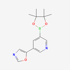 molecular formula C14H17BN2O3 B8640466 5-(5-(4,4,5,5-Tetramethyl-1,3,2-dioxaborolan-2-yl)pyridin-3-yl)oxazole 