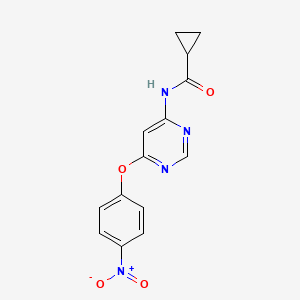 molecular formula C14H12N4O4 B8640669 N-(6-(4-nitrophenoxy)pyrimidin-4-yl)cyclopropanecarboxamide 