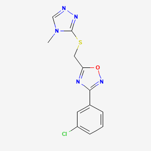 molecular formula C12H10ClN5OS B8641826 3-(3-chlorophenyl)-5-{[(4-methyl-4H-1,2,4-triazol-3-yl)sulfanyl]methyl}-1,2,4-oxadiazole 