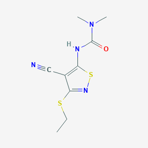 molecular formula C9H12N4OS2 B8641923 1,1-Dimethyl-3-(4-cyano-3-(ethylthio)-5-isothiazolyl)urea CAS No. 65553-15-3