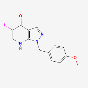 molecular formula C14H12IN3O2 B8642074 5-iodo-1-(4-methoxybenzyl)-1H-pyrazolo[3,4-b]pyridin-4-ol 